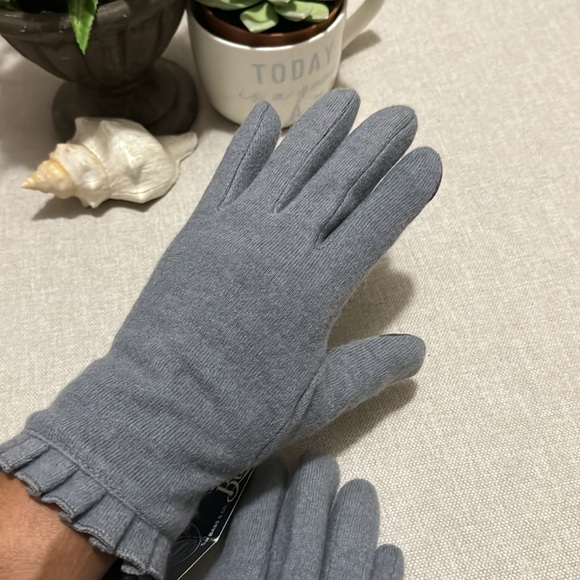NWT GH Bass & Co. Wool Gloves-Heather Gray-Ruffle Detail - Picture 11 of 15